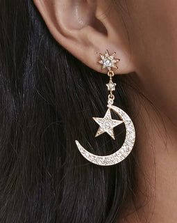 Moon and Star Earrings