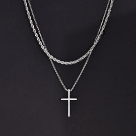 Mens Cross Necklace and Chain Set