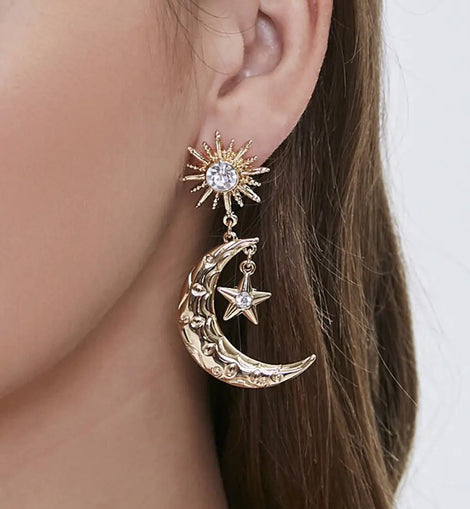 Moon and Star Earrings