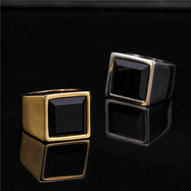 Signet Black Stone Rings for Men