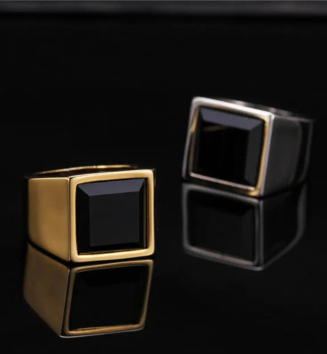 Signet Black Stone Rings for Men